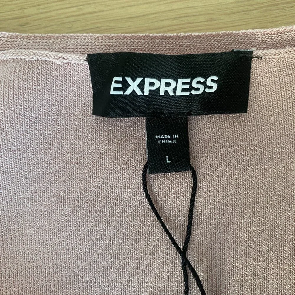 Express Pink Long Sleeve Crop Top w Ruffle Detailing Size Large NWT - Picture 7 of 8